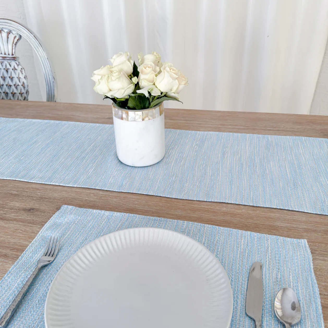 Anaya Home Bay View Blue Indoor Outdoor Table Runner - Image 6