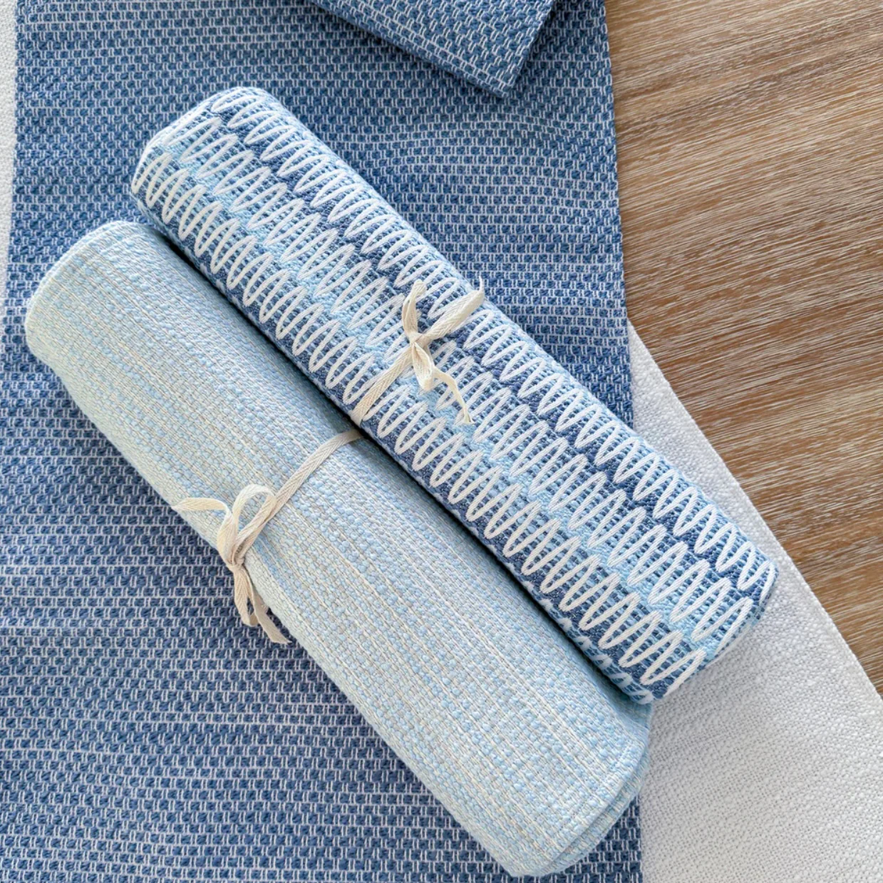 Anaya Home Bay View Blue Indoor Outdoor Table Runner - Image 9