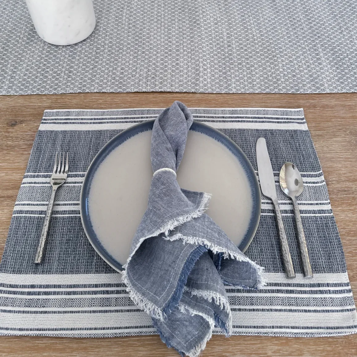 Anaya Home Beach Club Stripe Indigo Indoor Outdoor Placemat - Image 6