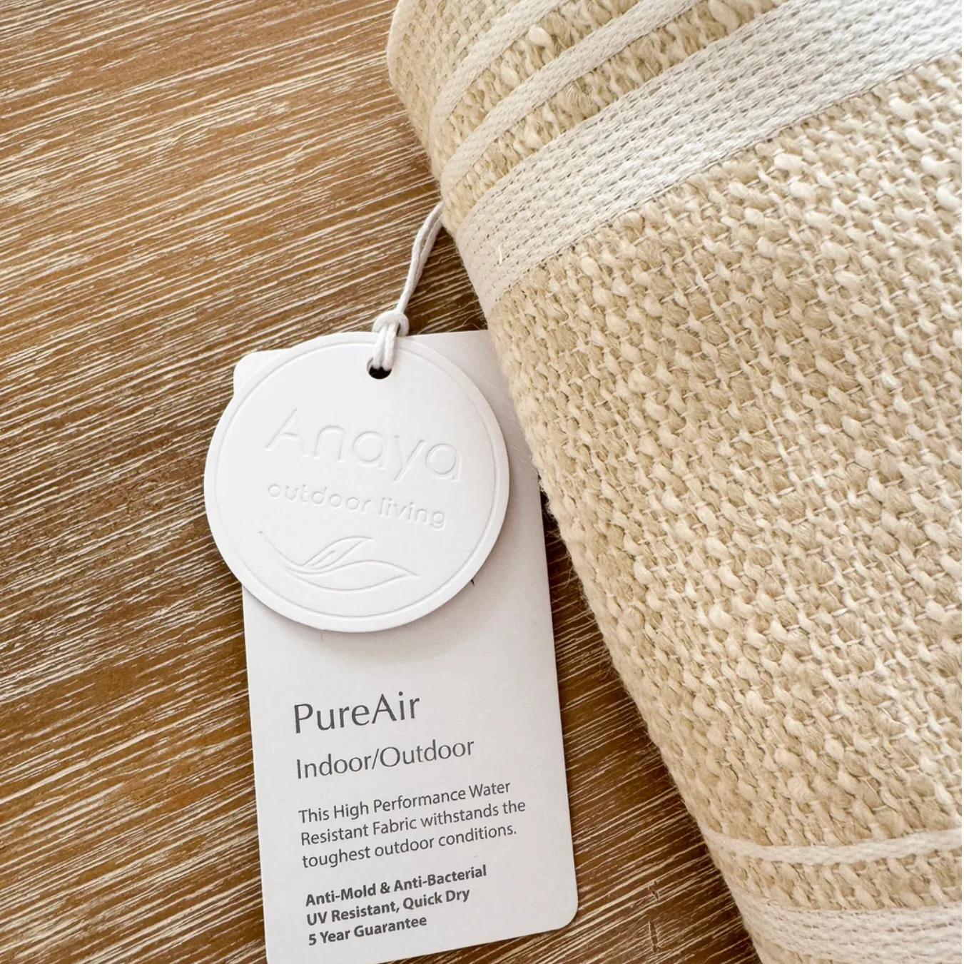 Anaya Home Beach Club Stripe Indoor Outdoor Table Runner ~ Sandy Beige - Image 3