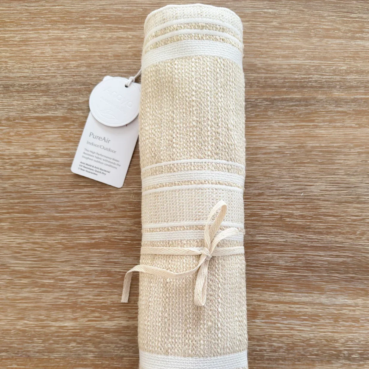 Anaya Home Beach Club Stripe Indoor Outdoor Table Runner ~ Sandy Beige - Image 4