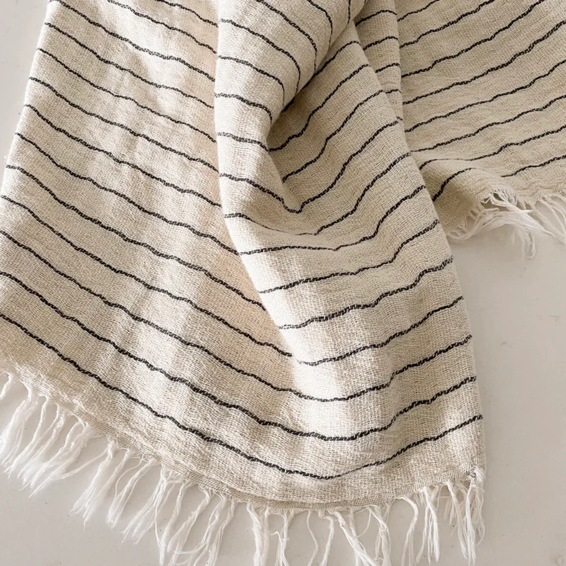 Anaya Home Beige Striped Turkish Cotton Crinkled Throw ~ DREAMY BEDDING SALE ~ Limited Quantity - Image 5
