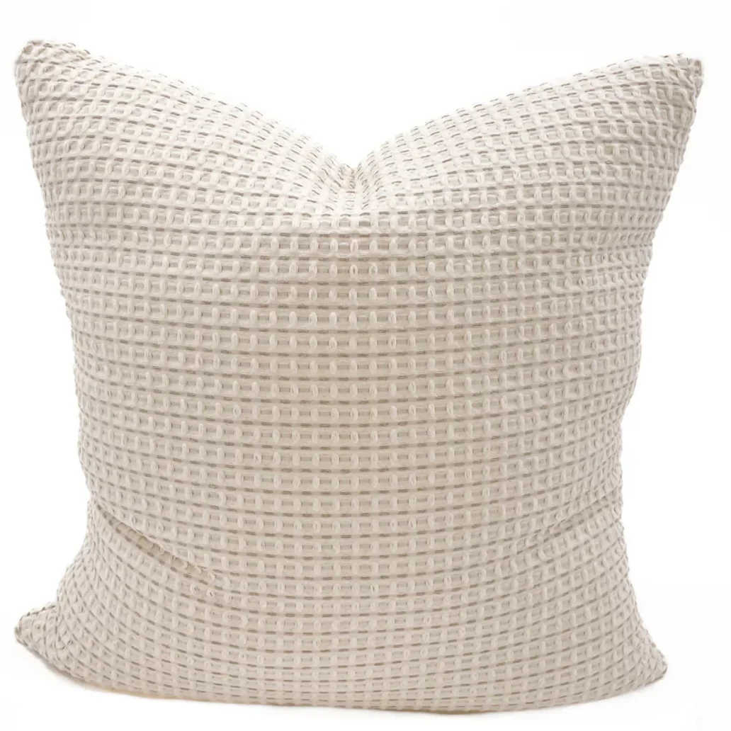 Anaya Home Cool Cotton Beige Waffle Weave Euro Pillow 26x26 With Down Insert - Image 5