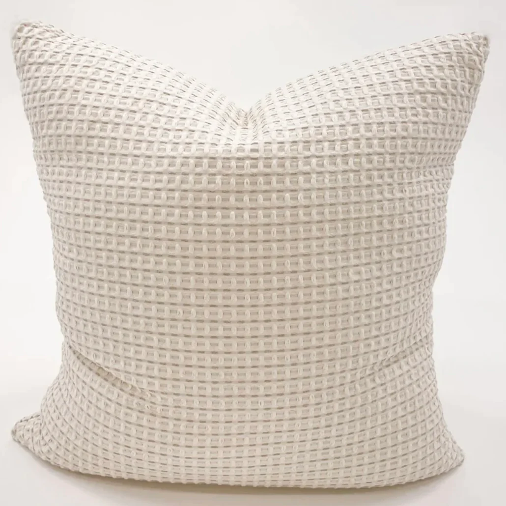 Anaya Home Cool Cotton Beige Waffle Weave Pillow 20x20 With Down Insert - Image 8