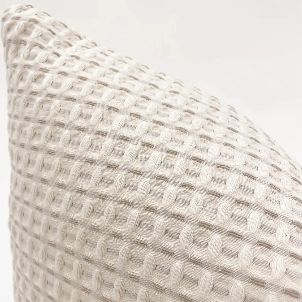 Anaya Home Cool Cotton Beige Waffle Weave Pillow 14x20 With Down Insert - Image 5