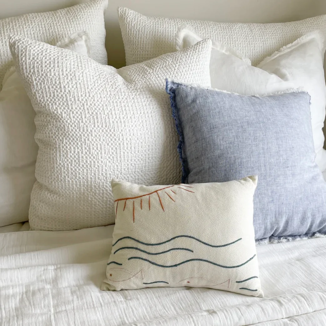 Anaya Home Cool Cotton White Waffle Weave Euro Pillow 26x26 With Down Insert ~DREAMY BEDDING SALE~ Limited Quantity - Image 5