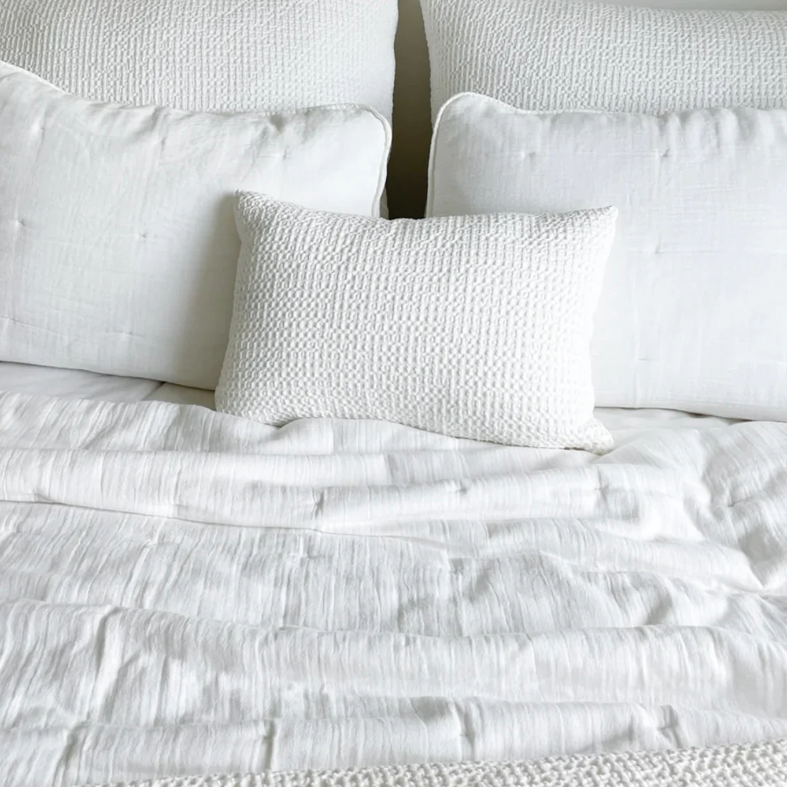Anaya Home Cool Cotton White Waffle Weave Pillow 14x20 With Down Insert ~ DREAMY BEDDING SALE ~ Limited Quantity - Image 3
