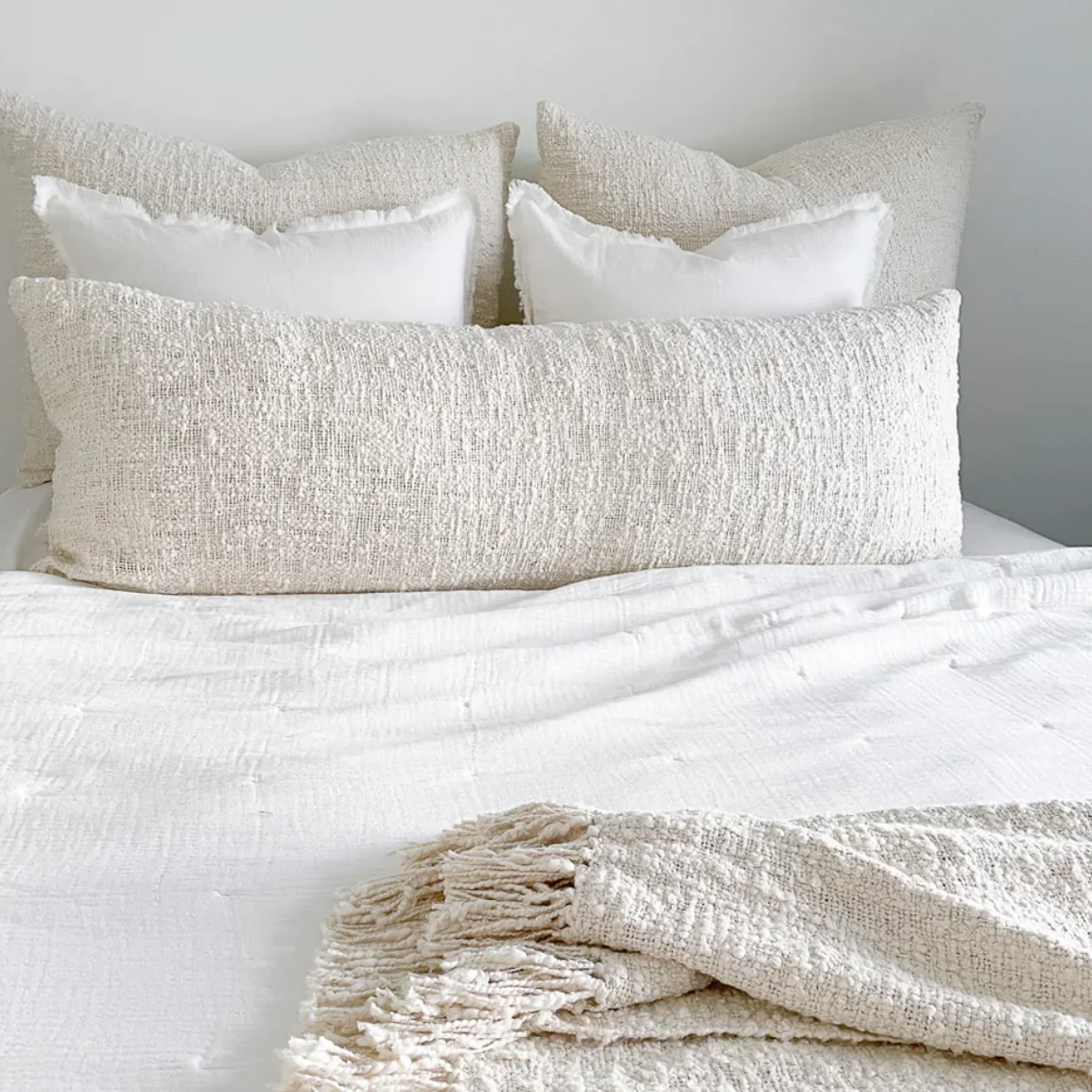 Anaya Home Cozy Cotton White Boucle Body Pillow With Down Alternative Insert ~ DREAMY BEDDING SALE~ Limited Quantity - Image 7