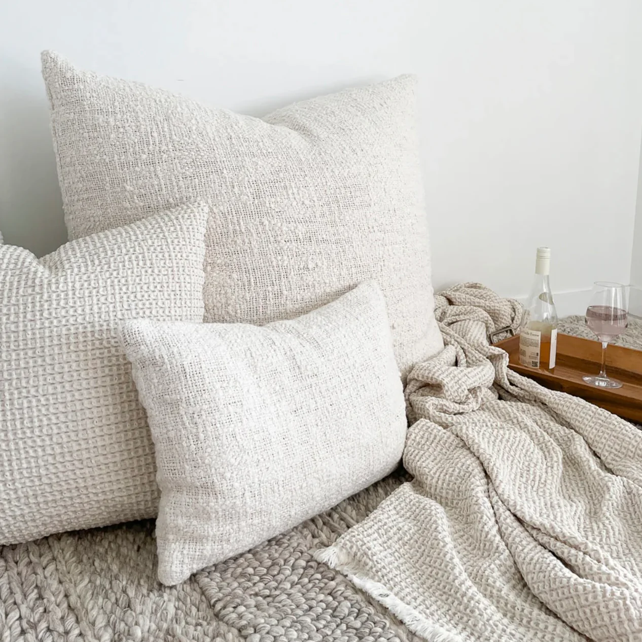 Anaya Home Cozy Cotton White Boucle Euro Pillow 26x26 With Down Insert ~ DREAMY BEDDING SALE ~ Limited Quantity - Image 4