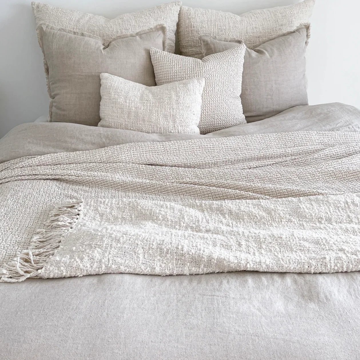 Anaya Home Cozy Cotton Ivory Boucle Throw With Fringe - Image 4