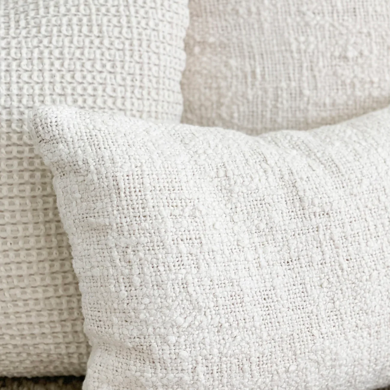 Anaya Home Cozy Cotton White Boucle Lumbar Pillow 14x20 With Down Insert - Image 5