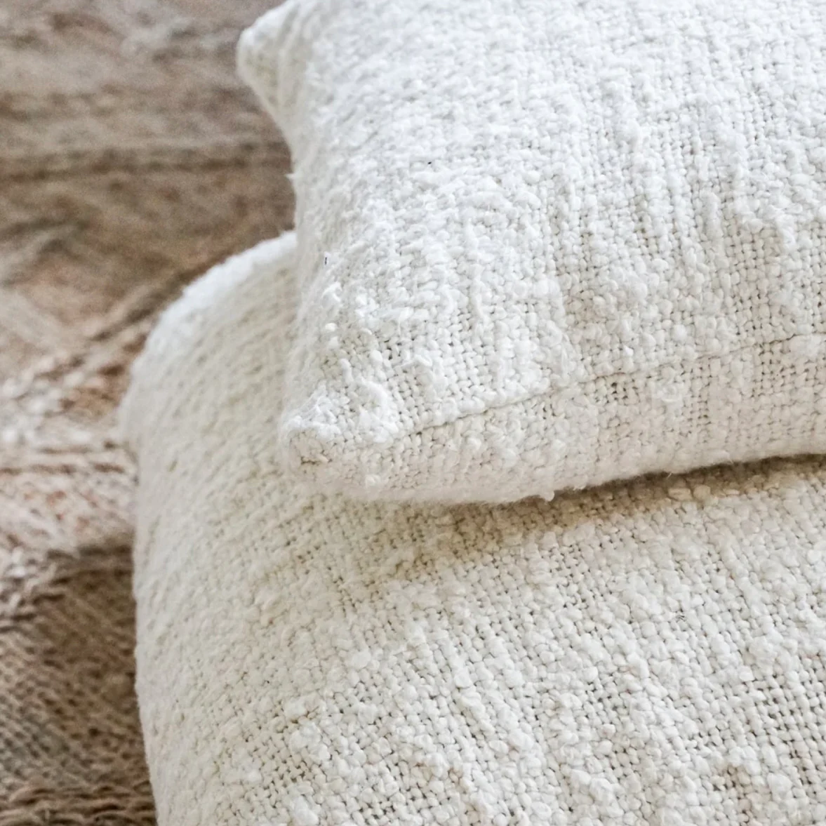 Anaya Home Cozy Cotton White Boucle Lumbar Pillow 14x20 With Down Insert - Image 7