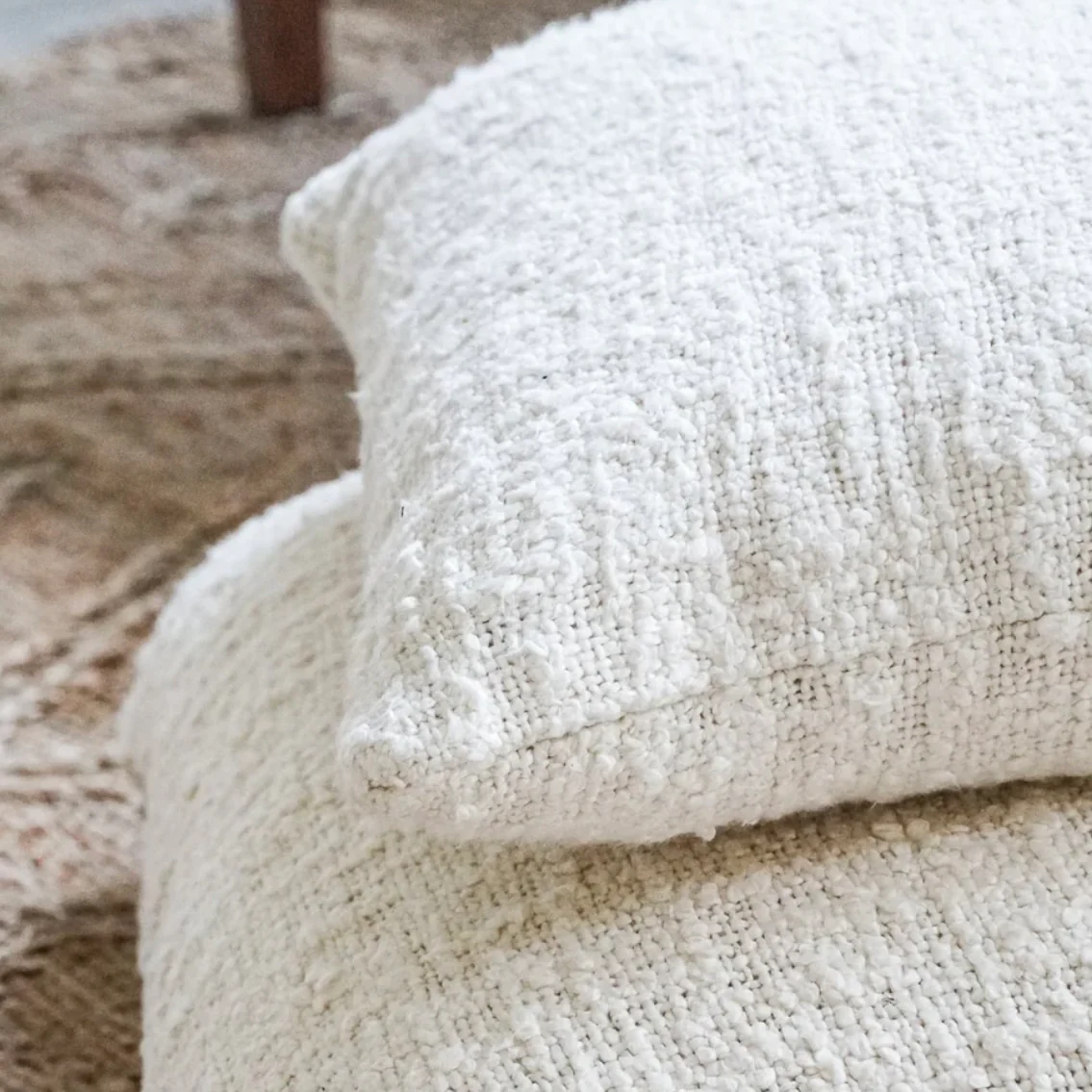 Anaya Home Cozy Cotton White Boucle Pillow 20x20 With Down Insert ~ DREAMY BEDDING SALE ~ Limited Quantity - Image 5