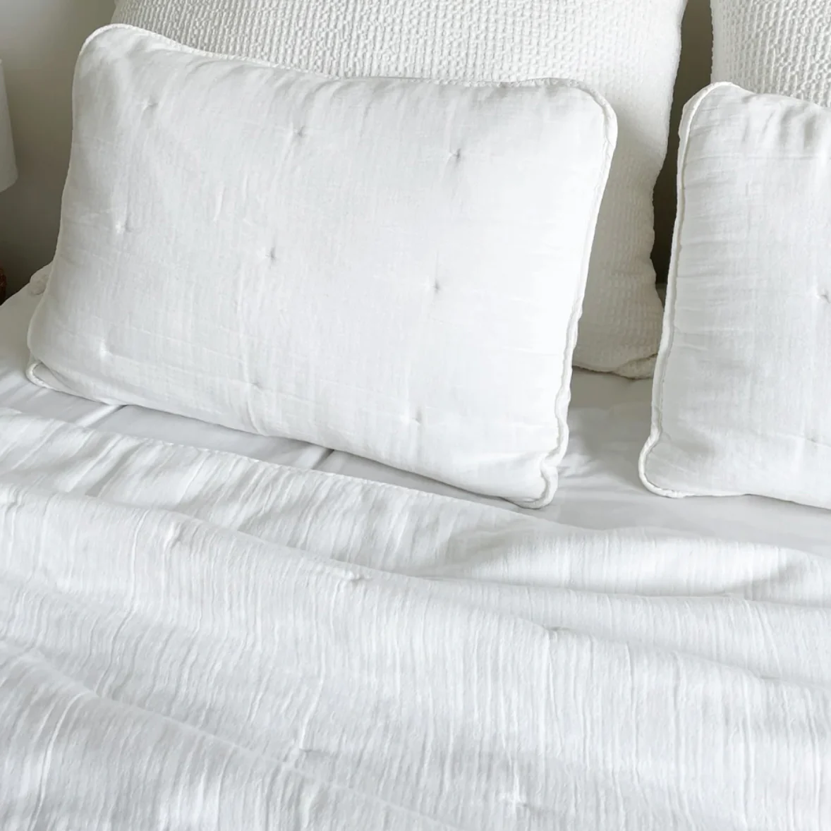 Anaya Home Easy Cotton White Gauze Quilt and Pillow Sham Set Available in Queen and King Sizes ~ DREAMY BEDDING SALE ~ Limited Quantity - Image 13