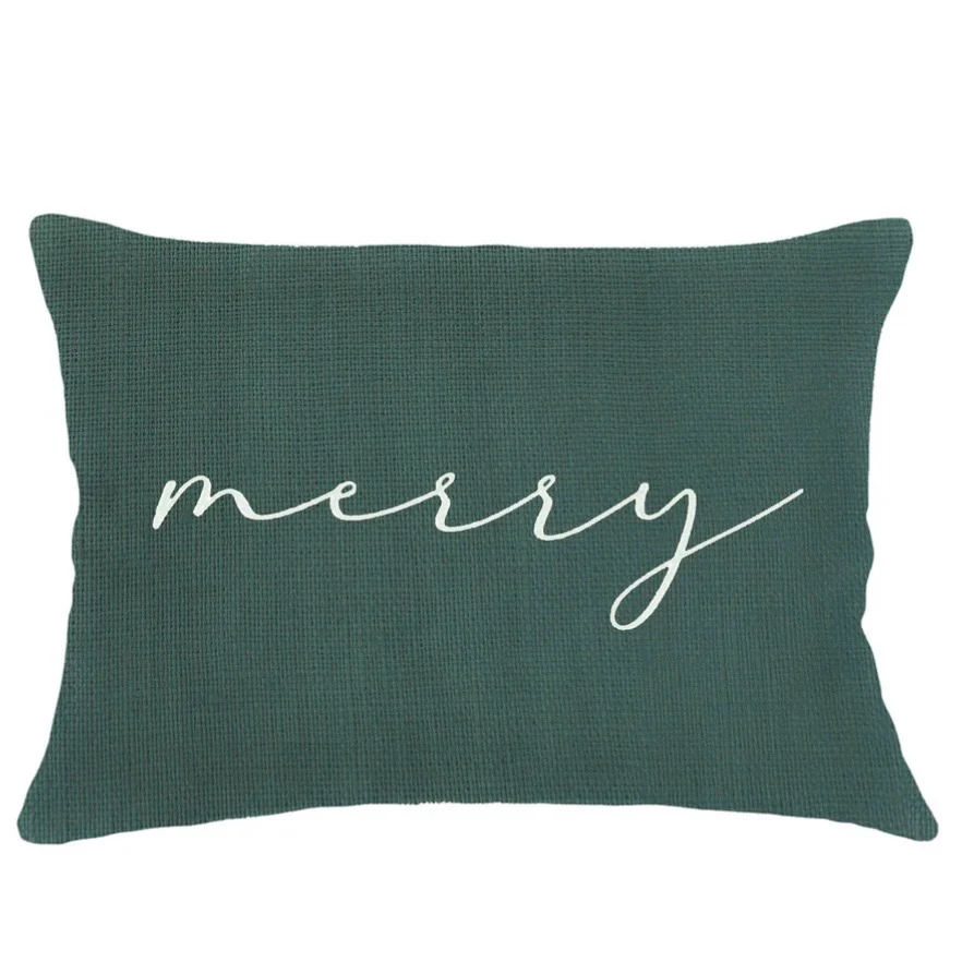 Anaya Home Merry Emerald Green Linen 14 x 20 Holiday Pillow - Image 5