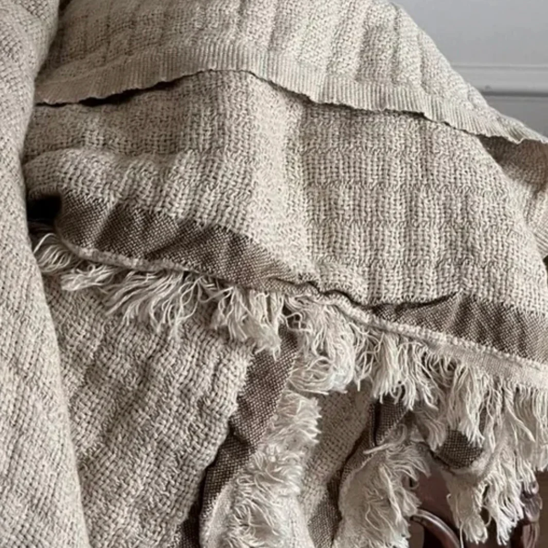 Anaya Home Relaxed Linen Crinkled Stripe Throw ~ DREAMY BEDDING SALE ~ Limited Quantity - Image 3