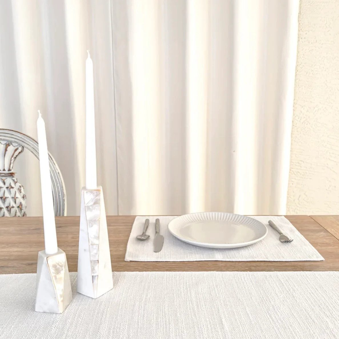 Anaya Home Seaside Smooth White Indoor Outdoor Table Runner - Image 4