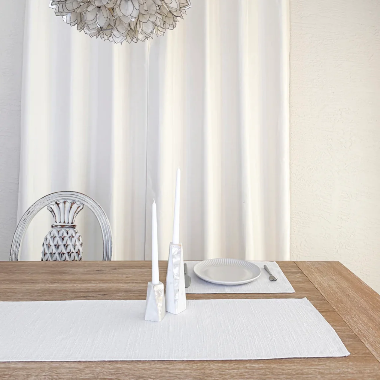 Anaya Home Seaside Smooth White Indoor Outdoor Table Runner - Image 5