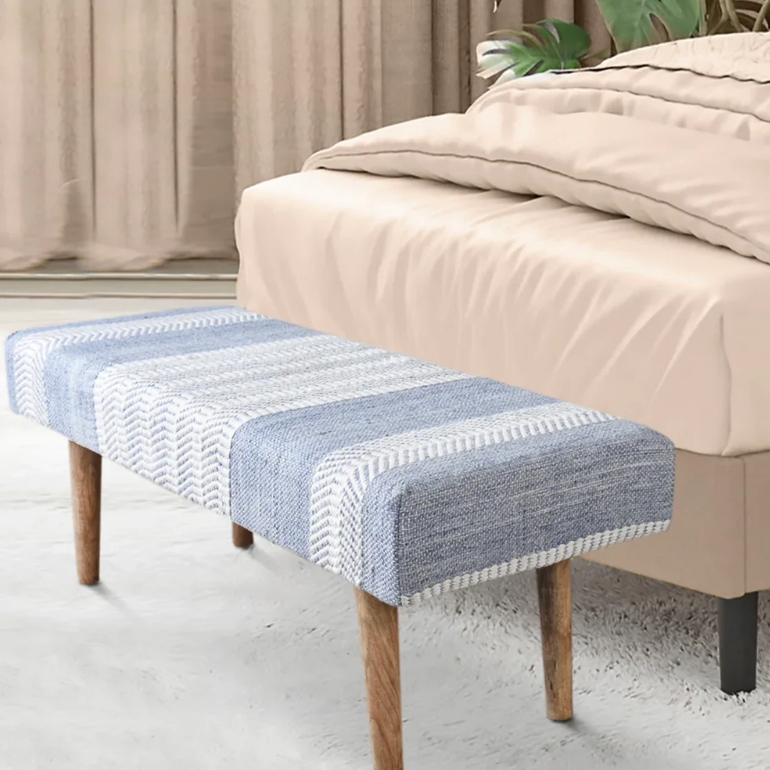 Anaya Home Seaside Stripe Handwoven Bench - Image 3