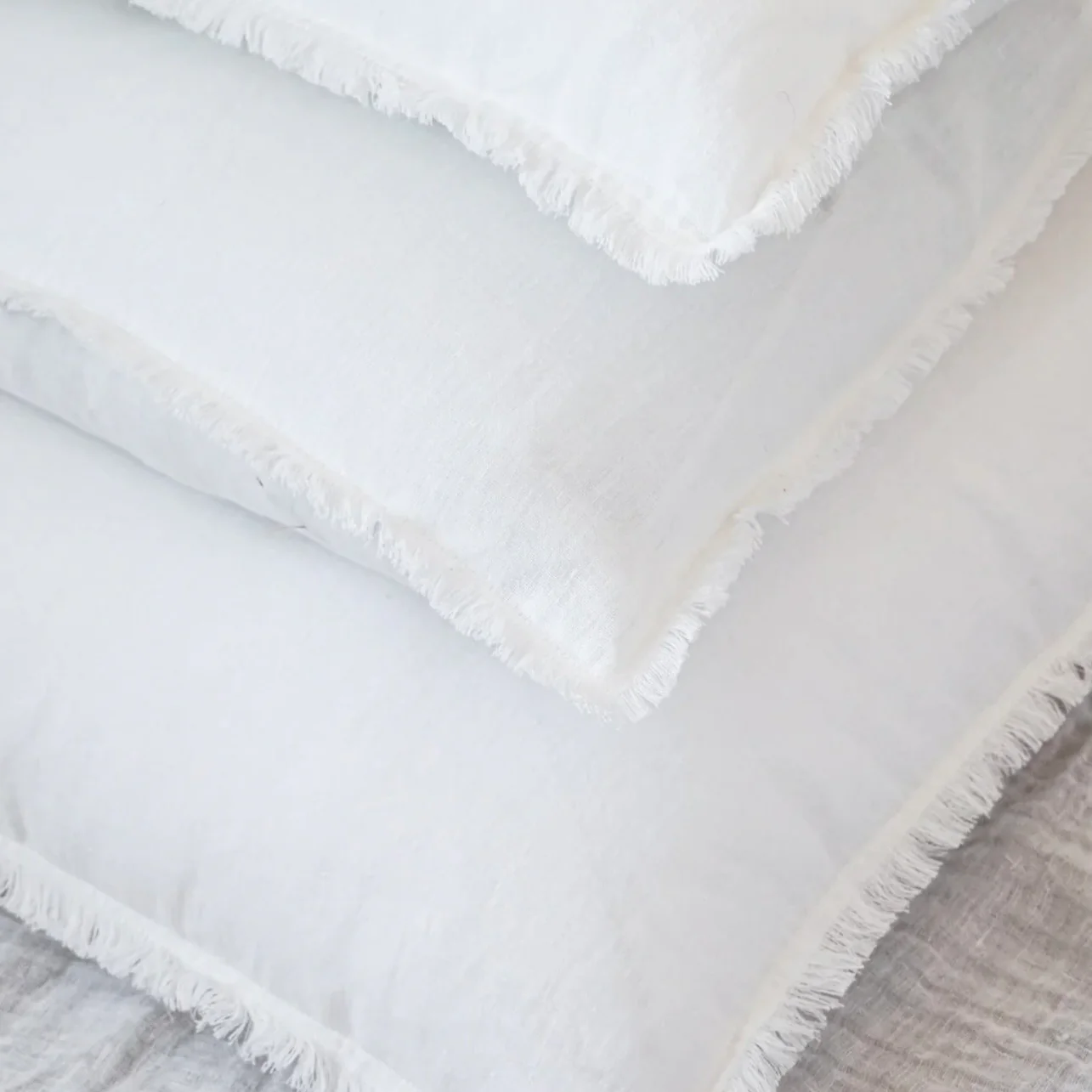 Anaya Home So Soft Linen Bright White Fringe Body Pillow With Down Alternative Insert - Image 2