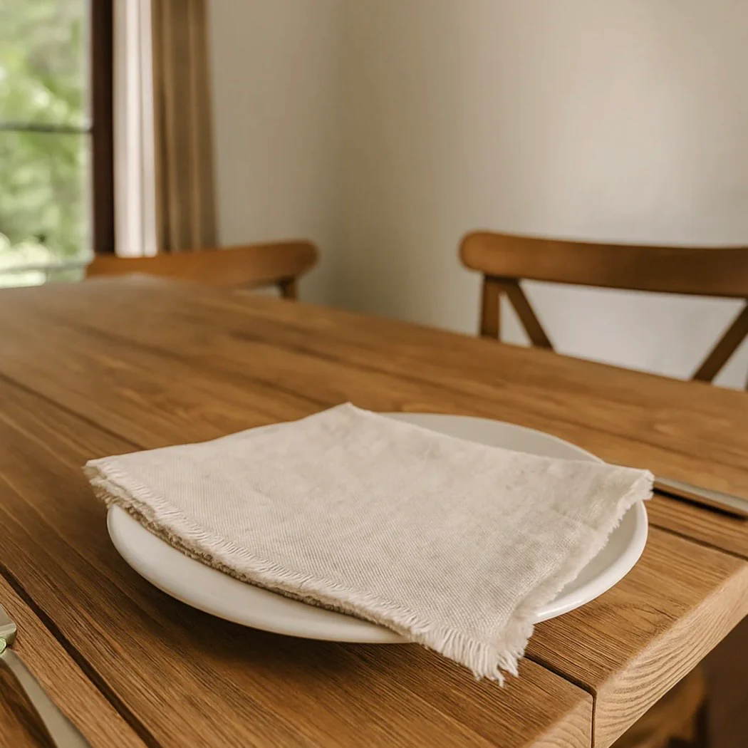 Anaya Home So Soft Linen Natural Beige Fringe Napkins ~ Set of 4 ~ DREAMY BEDDING SALE ~ Limited Quantity