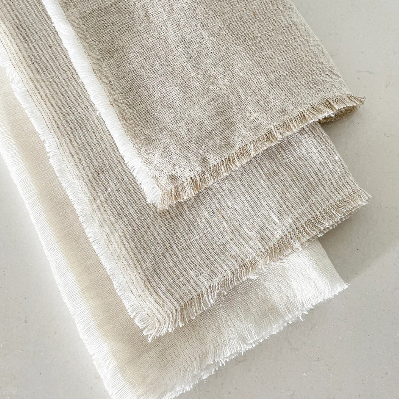Anaya Home So Soft Linen Natural Beige Fringe Napkins ~ Set of 4 ~ DREAMY BEDDING SALE ~ Limited Quantity - Image 2