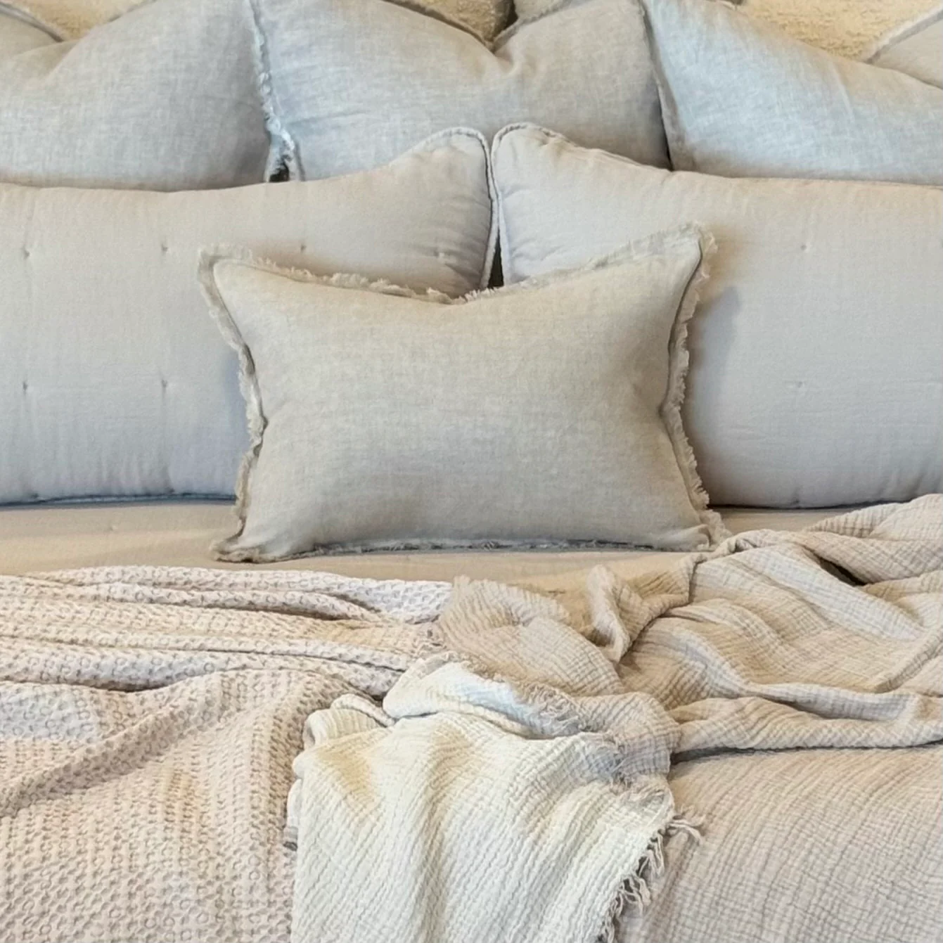 Anaya Home So Soft Linen Natural Beige Fringe Pillow 14 x 20 With Down Insert ~ DREAMY BEDDING SALE ~ Limited Quantity