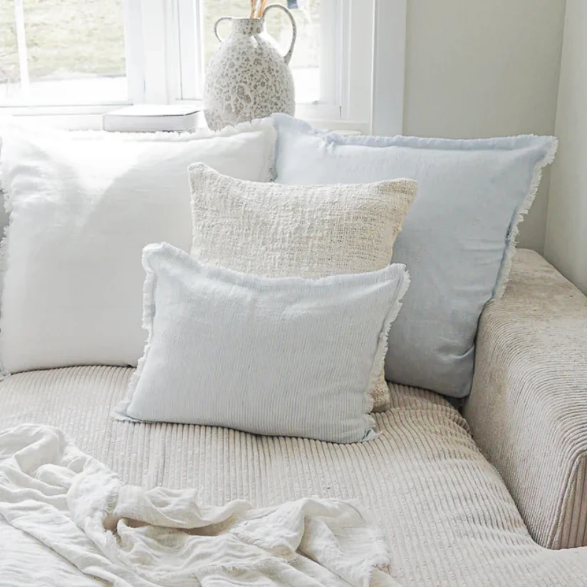 Anaya Home So Soft Linen White Fringe Pillow 14 x 20 With Down Insert ~ DREAMY BEDDING SALE ~ Limited Quantity - Image 4
