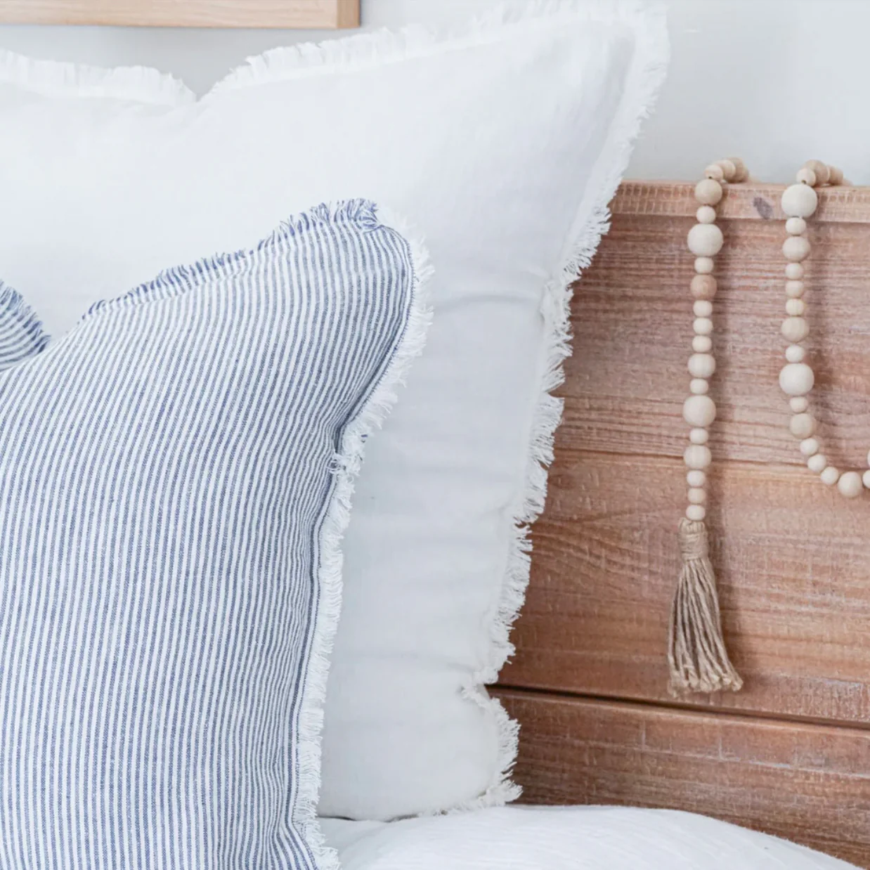 Anaya Home So Soft Linen White Fringe Pillow 26 x 26 With Down Insert ~ DREAMY BEDDING SALE ~ Limited Quantity