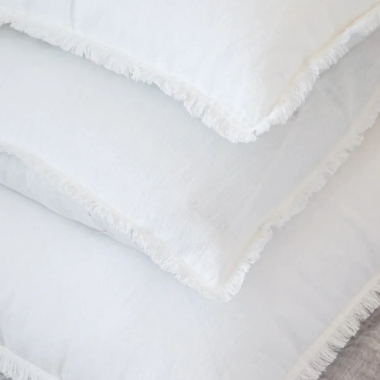 Anaya Home So Soft Linen White Fringe Pillow 26 x 26 With Down Insert ~ DREAMY BEDDING SALE ~ Limited Quantity - Image 3