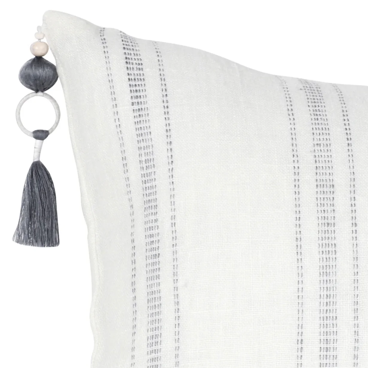 Anaya Home So Soft Linen White with Grey Stripes Pillow 13x30 With Down Insert ~ DREAMY BEDDING SALE~ Limited Quantity - Image 3