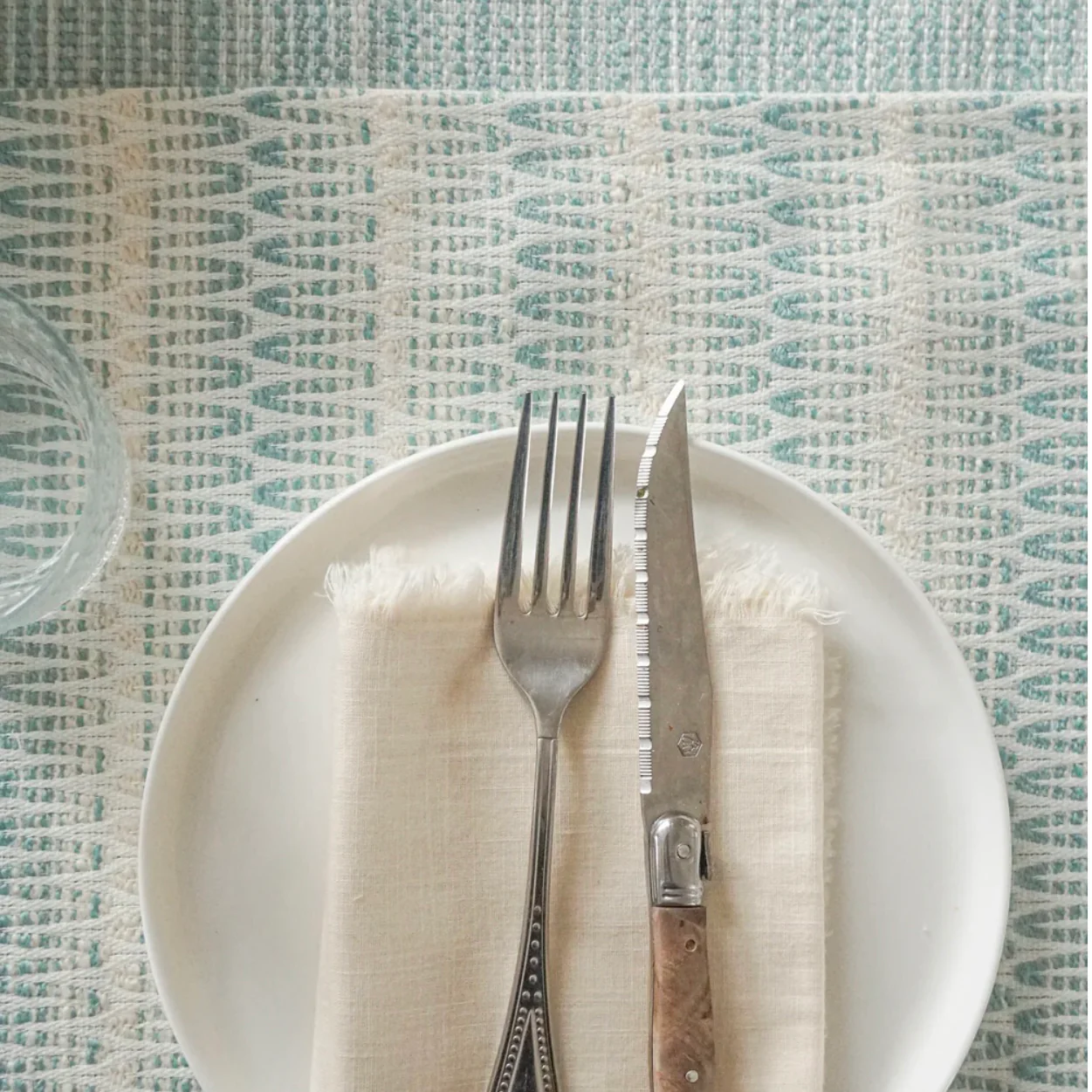 Anaya Home Summer Twist Aqua Indoor Outdoor Table Runner - Image 8