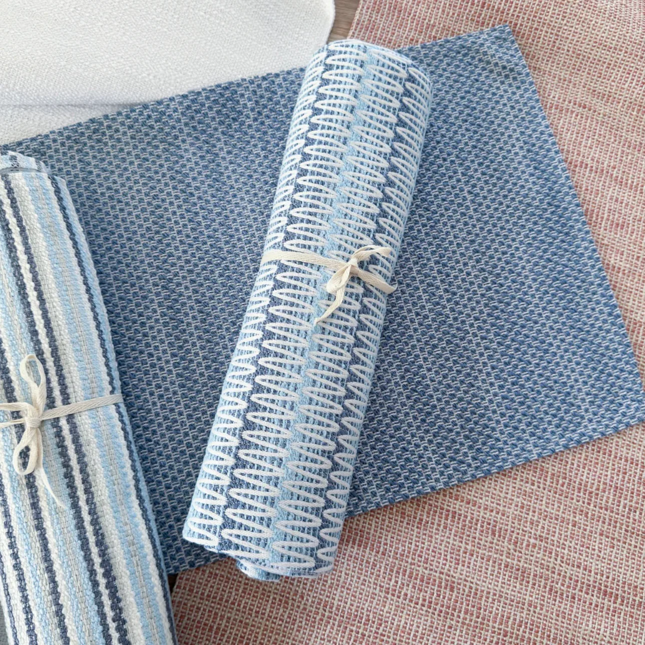Anaya Home Summer Twist Blue Indoor Outdoor Table Runner - Image 4