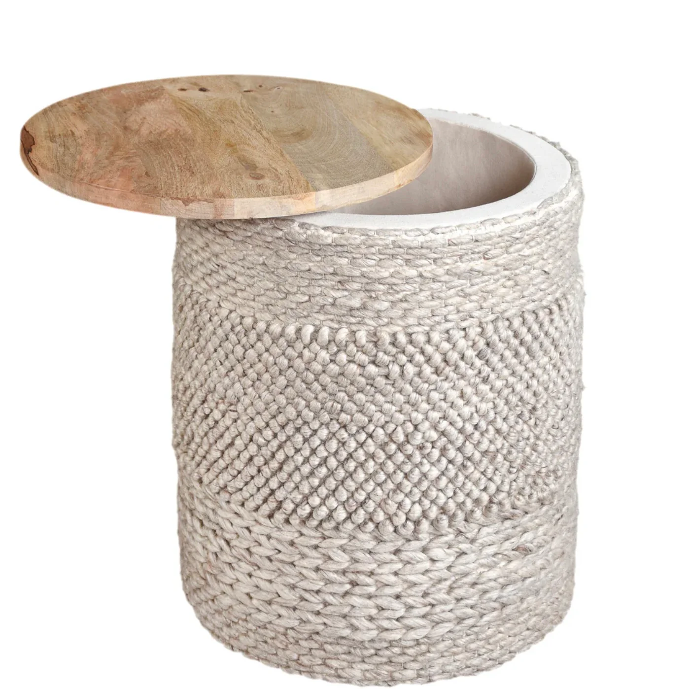 Anaya Home Textured Taupe Handwoven Storage Side Table
