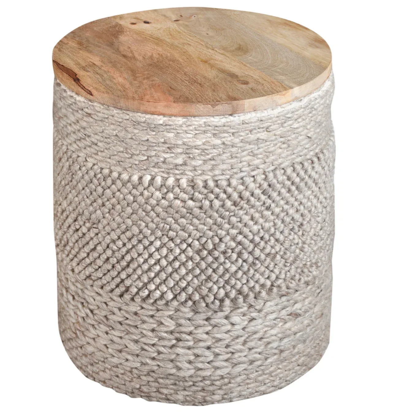 Anaya Home Textured Taupe Handwoven Storage Side Table - Image 2