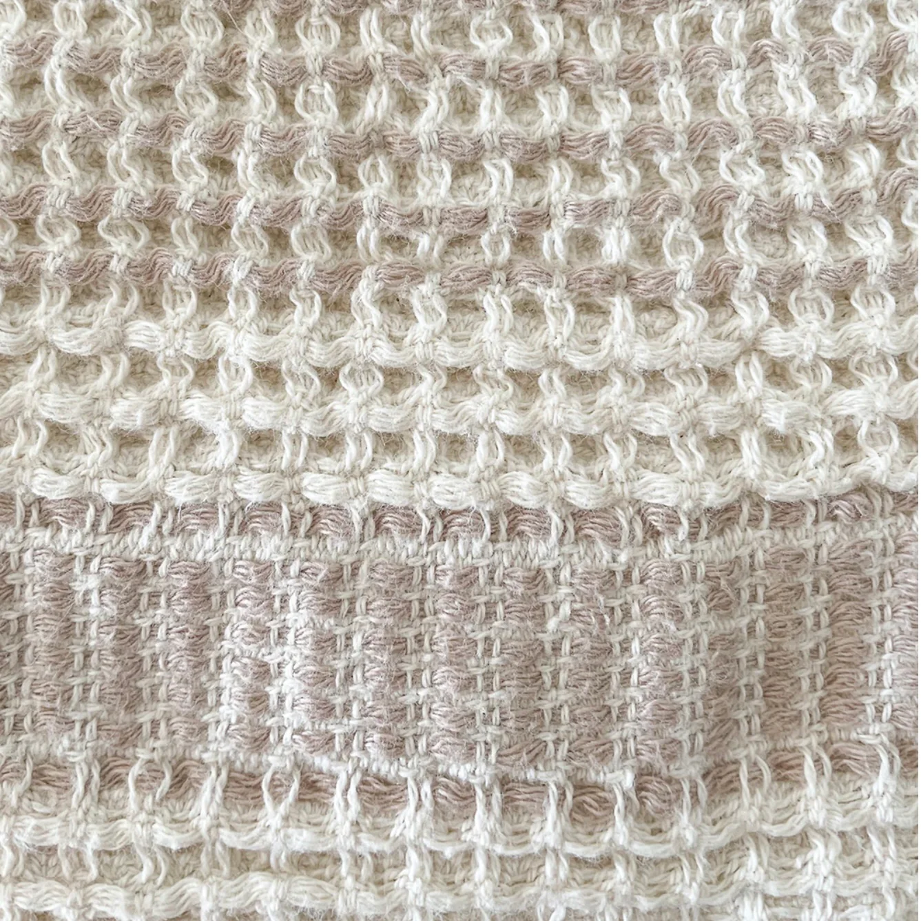 Anaya Home Waffle Striped Turkish Cotton Bath Towel ~ Warm Beige - Image 2