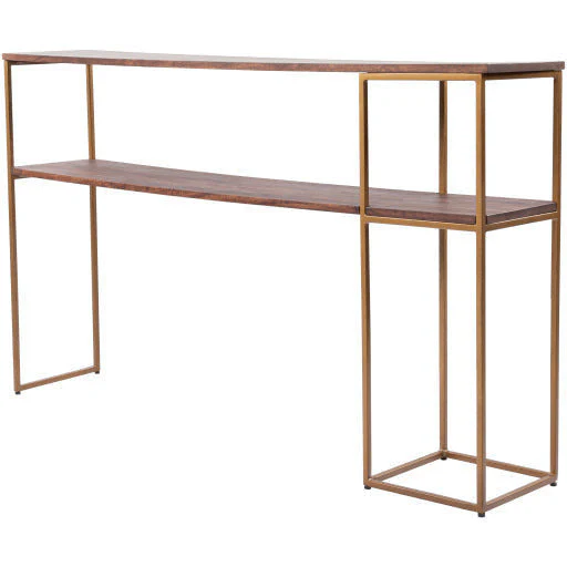 Surya Andrew Modern Dark Brown Wood Top With Gold Metal Base Console Table ADW-001 - Image 2