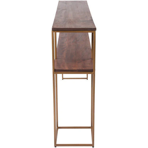 Surya Andrew Modern Dark Brown Wood Top With Gold Metal Base Console Table ADW-001 - Image 3