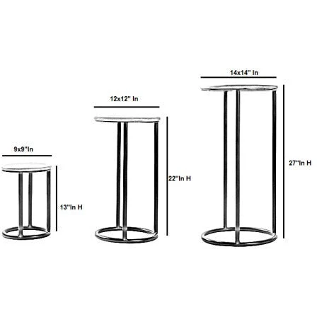 Surya Ansh Modern Natural Wood Top With Black Metal Base Set of 3 Nesting Accent Side Tables ANH-002 - Image 5