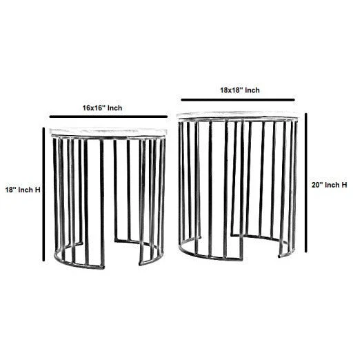 Surya Ansh Modern Wood Top With Black Metal Base Set of 2 Nesting Accent Side Tables ANH-003 - Image 7
