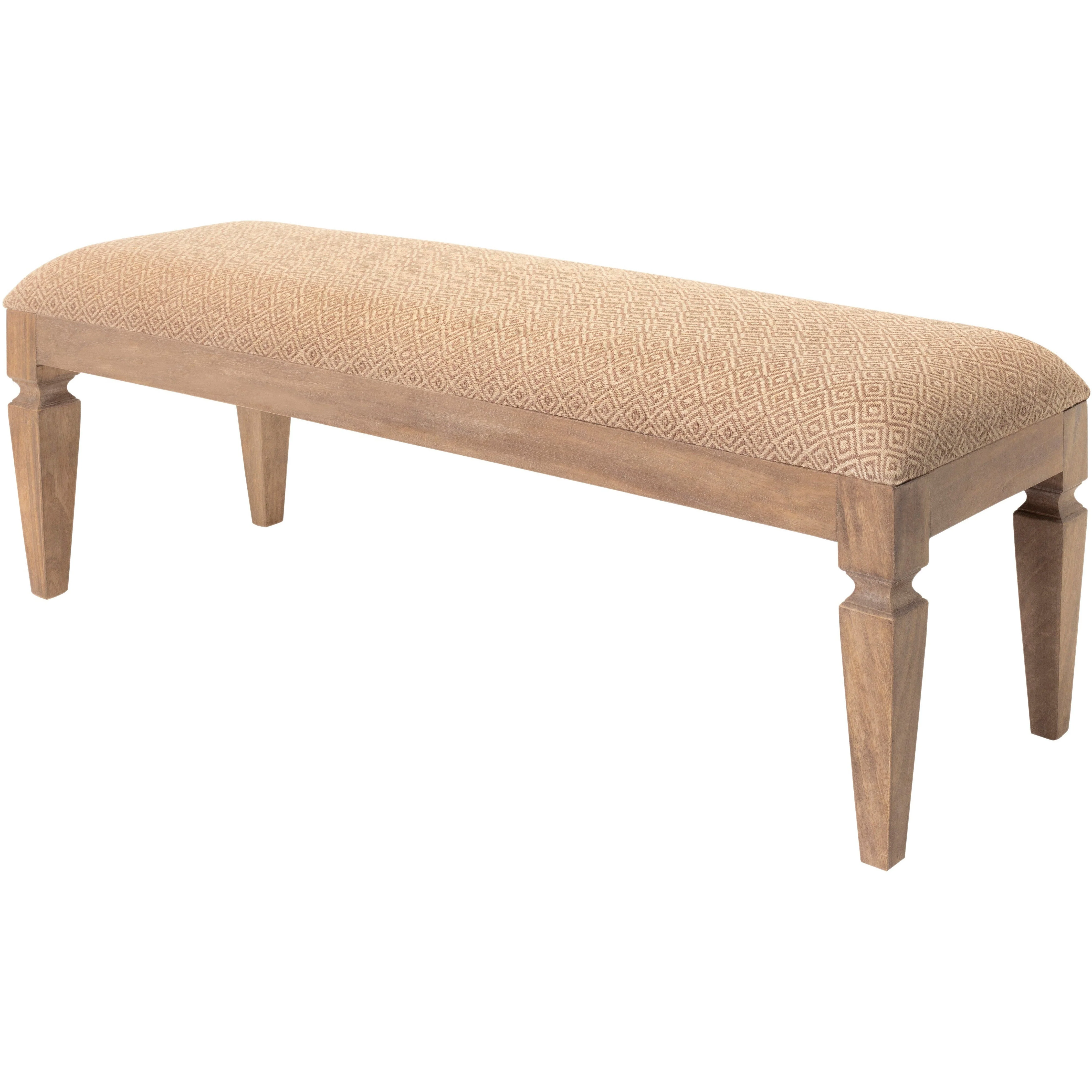 Surya Ansonia Rustic Modern Linen Bench With Natural Wood Base AIA-001 - Image 2