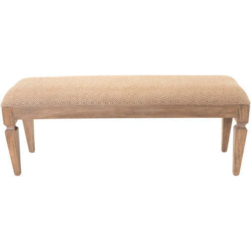 Surya Ansonia Rustic Modern Linen Bench With Natural Wood Base AIA-001 - Image 4
