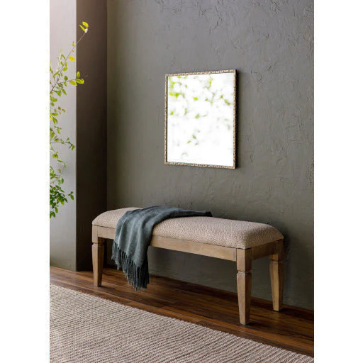 Surya Ansonia Rustic Modern Linen Bench With Natural Wood Base AIA-001 - Image 5