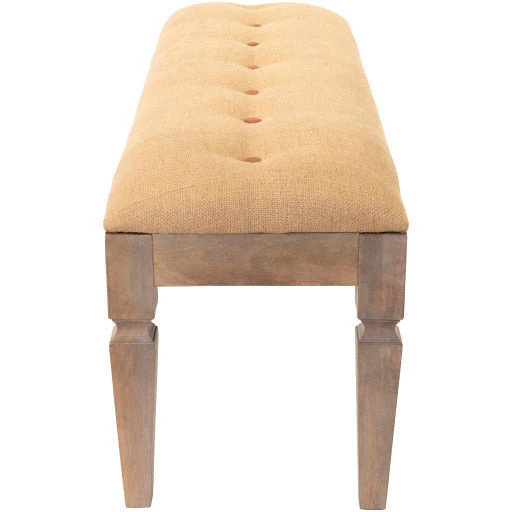 Surya Ansonia Rustic Modern Faux Leather Tufted Bench With Natural Wood Base  AIA-002 - Image 3