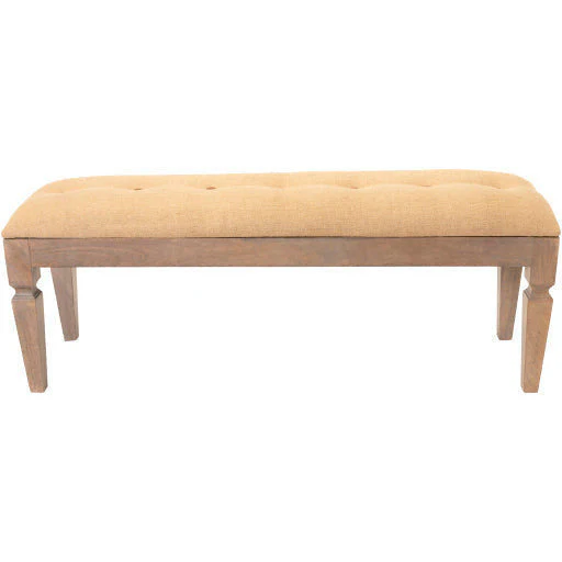 Surya Ansonia Rustic Modern Faux Leather Tufted Bench With Natural Wood Base  AIA-002 - Image 4
