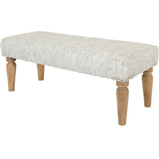 Surya Anthracite Rustic Modern Hand Woven Fabric Bench With Natural Wood Base ATE-001