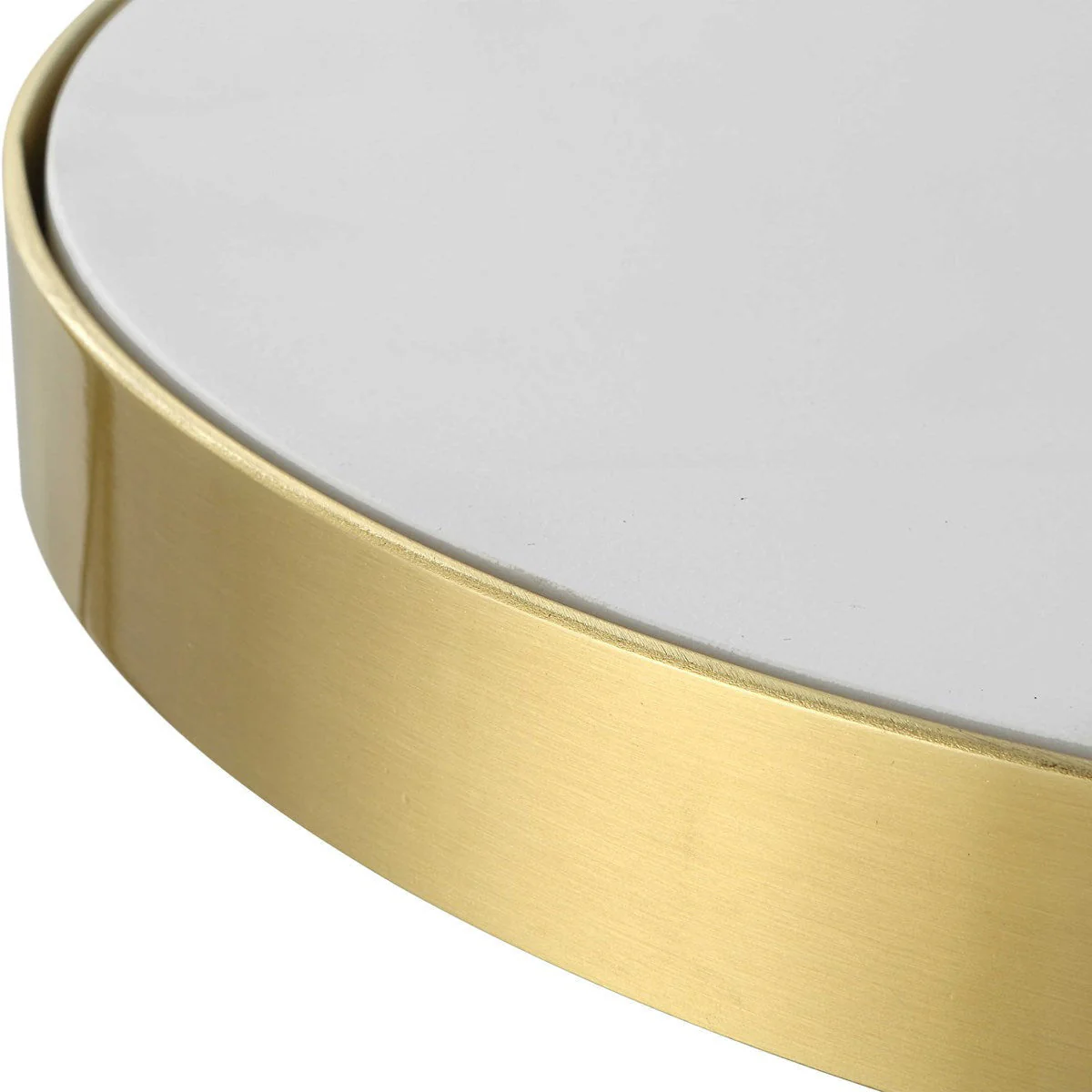 Uttermost Apex Matte White & Brushed Brass Modern Round Accent Table - Image 3
