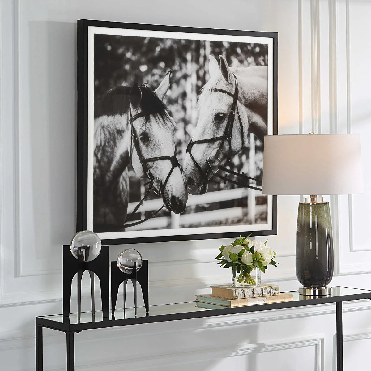 Uttermost Apple Of My Eye Black and White Horses Framed Print - Image 4