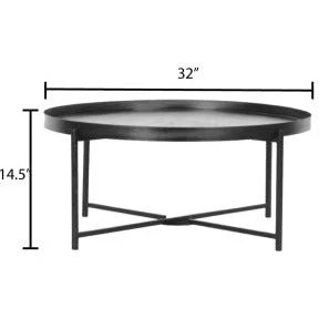 Surya Aracruz Modern Black Wood Top With Black Metal Round Coffee Table AZU-001 - Image 4