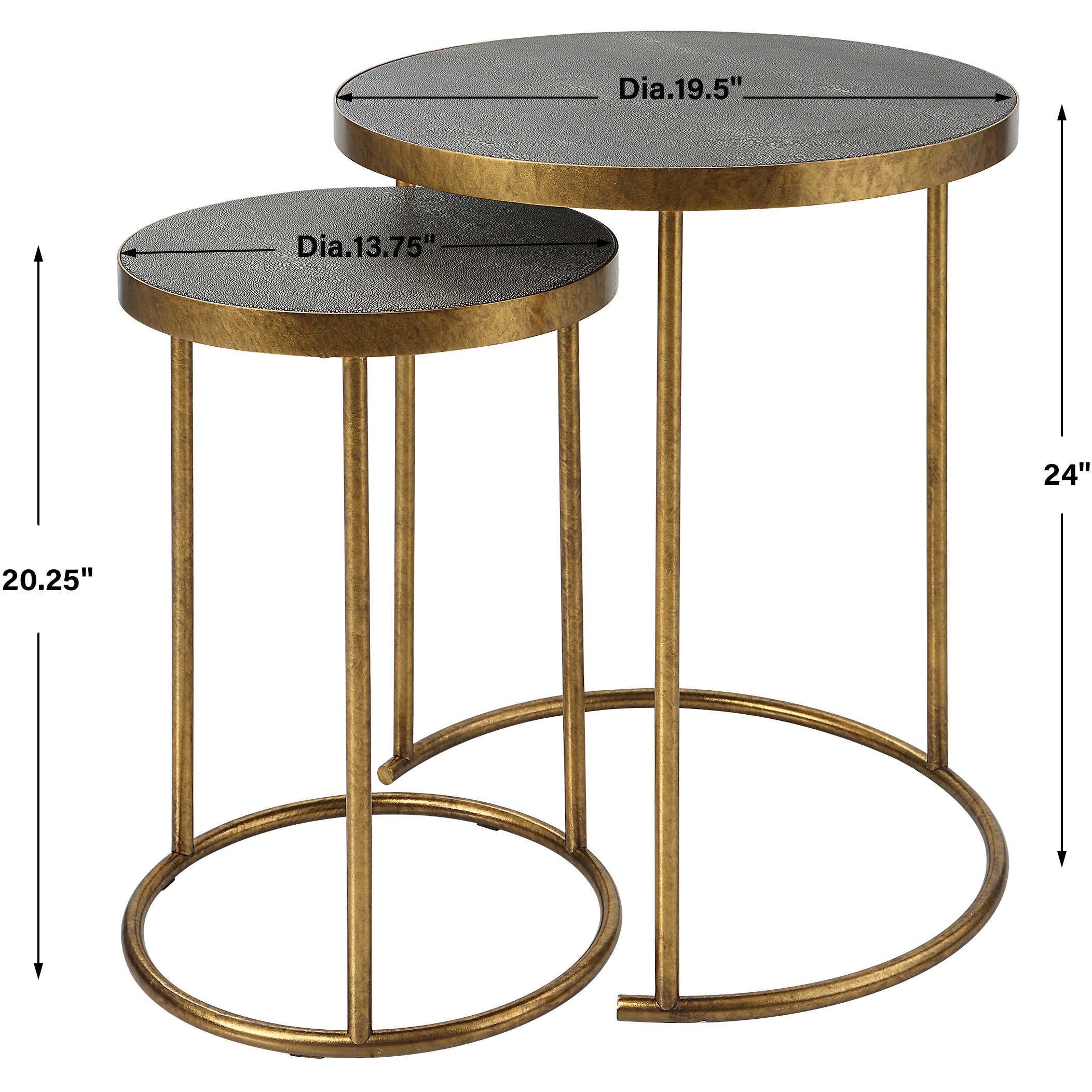 Uttermost Aragon Antiqued Burnished Brass Set of 2 Modern Round Nesting Tables - Image 8